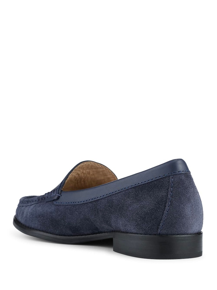 Jones Bootmaker Navy Blue Suede Wide Fit Tamsyn Smart Leather Penny Loafers - Image 2 of 5 Jones Bootmaker Navy Blue Suede Wide Fit Tamsyn Smart Leather Penny Loafers - Image 2 of 5