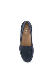 Jones Bootmaker Navy Blue Suede Wide Fit Tamsyn Smart Leather Penny Loafers - Image 4 of 5