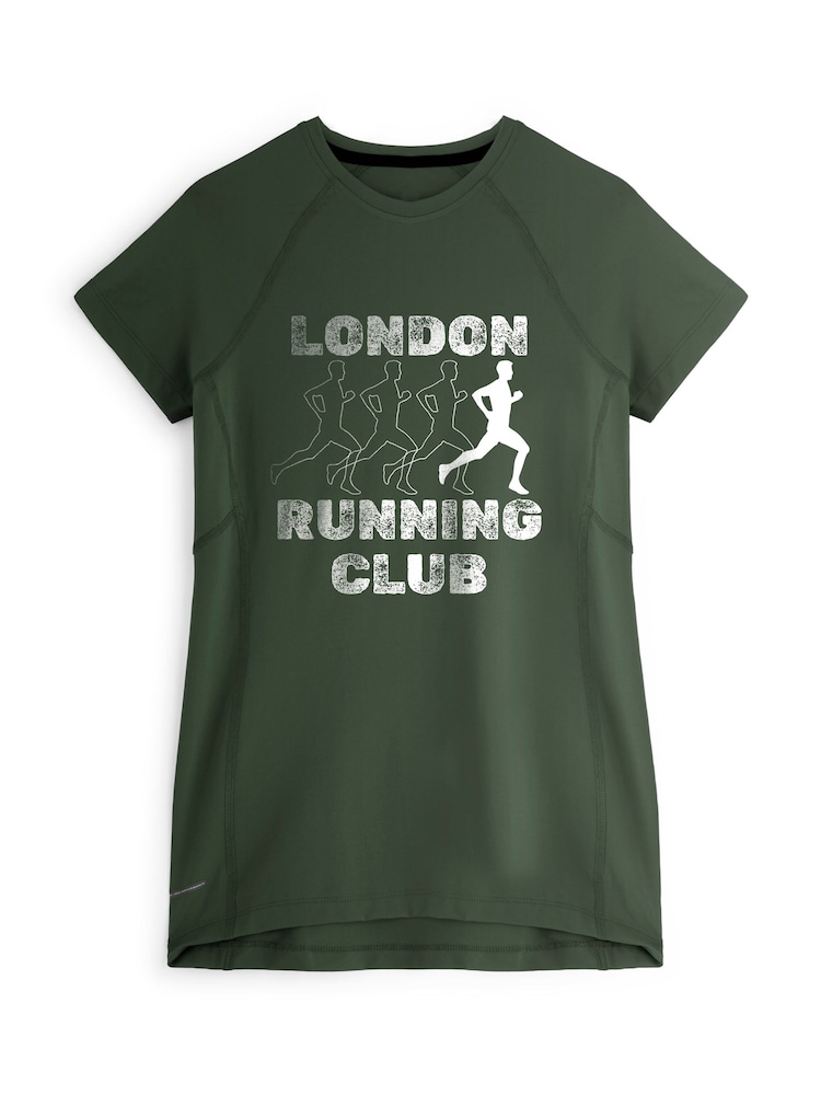 Personalised 'Running Club' Green Short Sleeve T-Shirt By Stitch Style. - Image 1 of 4