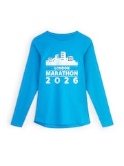 Personalised 'City' Marathon Sapphire Blue Long Sleeve T-Shirt By StitchStyle. - Image 1 of 4