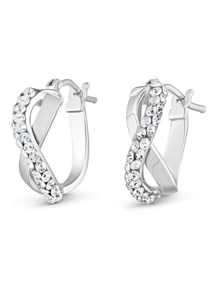 Beaverbrooks 9ct Gold Crystal Hoop Earrings - Image 1 of 4