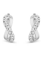 Beaverbrooks 9ct Gold Crystal Hoop Earrings - Image 2 of 4