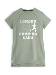 Personalised 'Running club' Sage Green Short Sleeve T-Shirt By Stitch Style. - Image 1 of 4