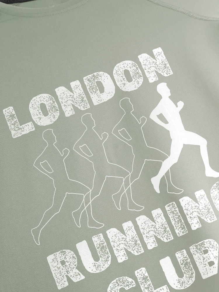 Personalised 'Running club' Sage Green Short Sleeve T-Shirt By Stitch Style. - Image 2 of 4