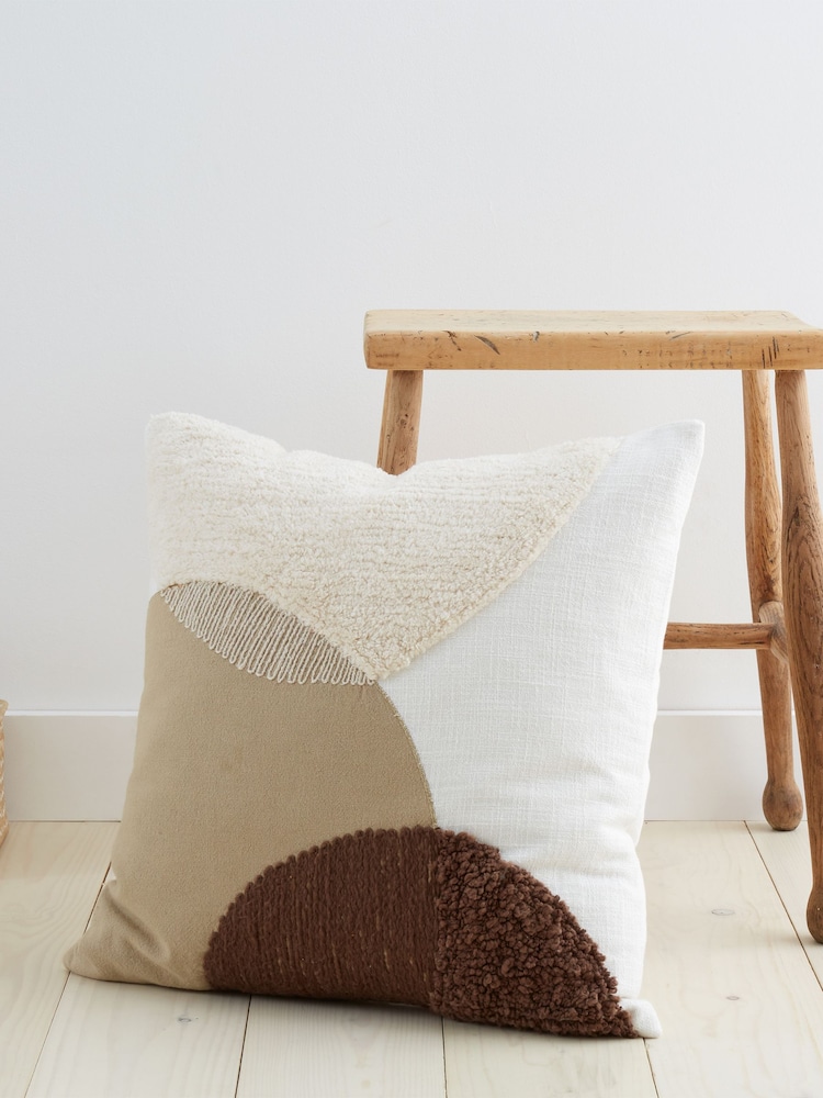 Natural Tufted Stripes 100% Cotton Cushion - Image 1 of 4 Natural Tufted Stripes 100% Cotton Cushion - Image 1 of 4