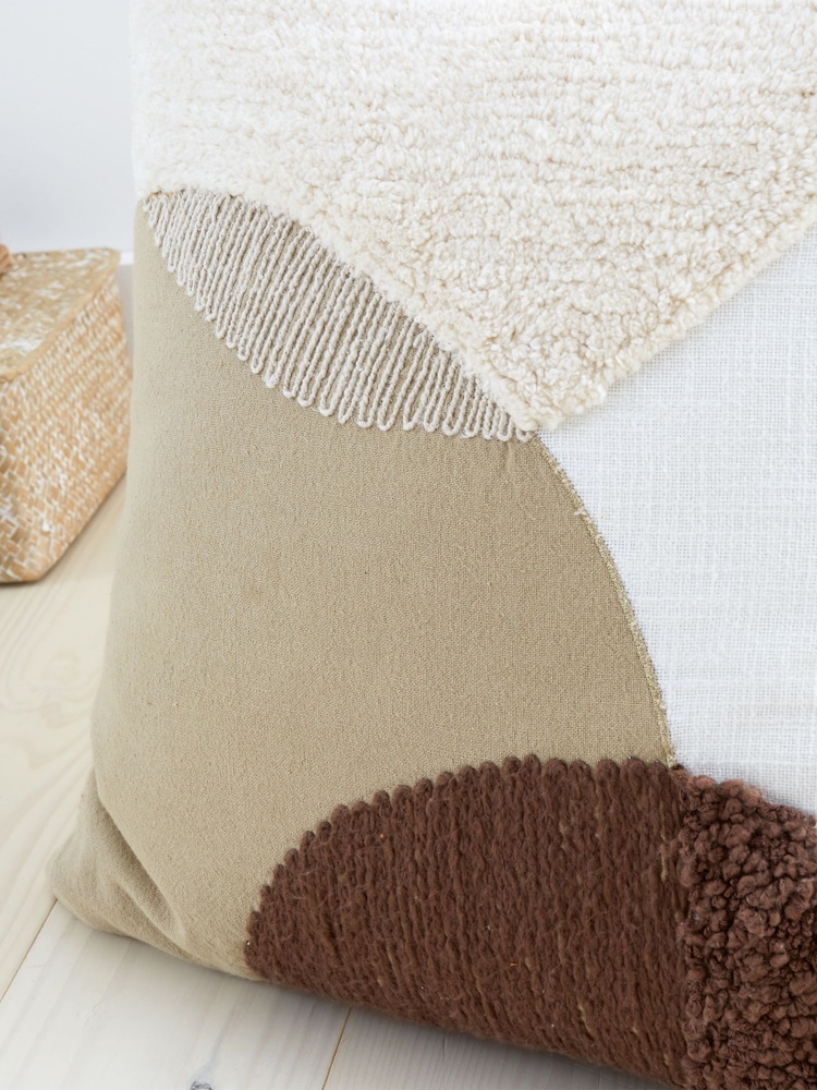 Natural Tufted Stripes 100% Cotton Cushion - Image 2 of 4 Natural Tufted Stripes 100% Cotton Cushion - Image 2 of 4