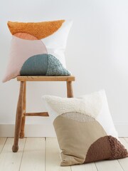 Natural Tufted Stripes 100% Cotton Cushion - Image 4 of 4