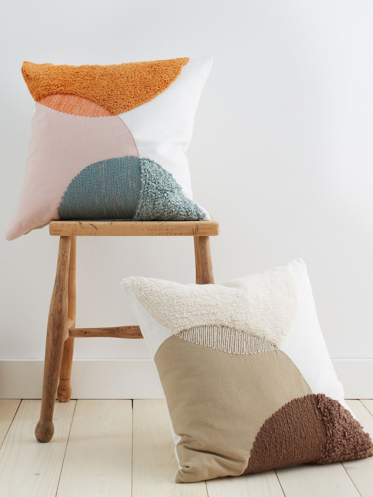 Natural Tufted Stripes 100% Cotton Cushion - Image 4 of 4