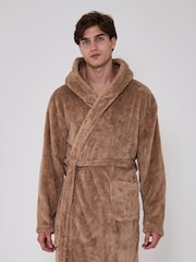 Loungeable Brown Sherpa Hooded Dressing Gown - Image 3 of 4
