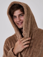 Loungeable Brown Sherpa Hooded Dressing Gown - Image 4 of 4
