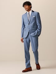 Light Blue Tailored Fit Check Suit Jacket - Image 2 of 12