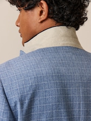 Light Blue Tailored Fit Check Suit Jacket - Image 5 of 12