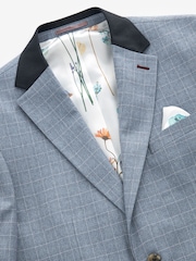 Light Blue Tailored Fit Check Suit Jacket - Image 8 of 12