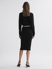 Reiss Black/White Jodie Knitted Colourblock Midi Dress - Image 4 of 4