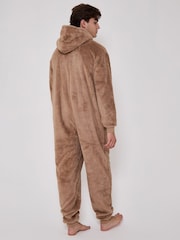 Loungeable Brown Sherpa Hooded All-In-One - Image 2 of 5