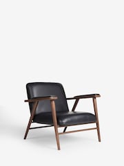 Jasper Conran London Soft Grain Leather Black Melrose Accent Chair - Image 3 of 8