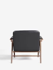 Jasper Conran London Soft Grain Leather Black Melrose Accent Chair - Image 5 of 8