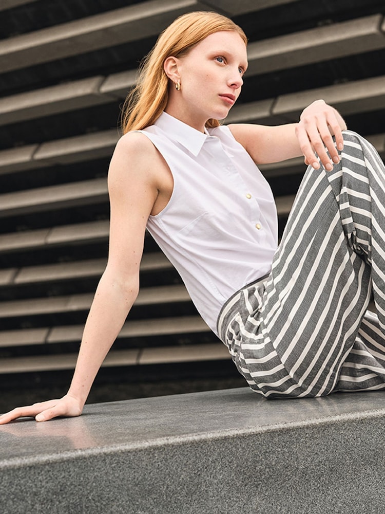 Barbour® Black/White Annalise Stripe Straight Leg Trousers - Image 1 of 9 Barbour® Black/White Annalise Stripe Straight Leg Trousers - Image 1 of 9