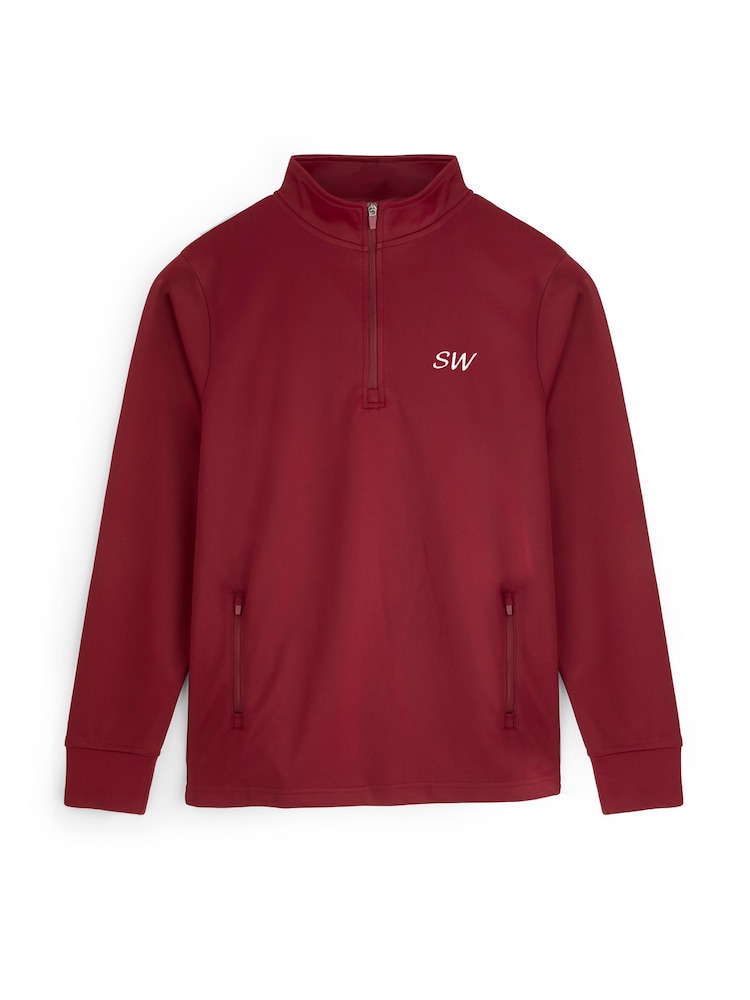 Stitch Style Personalised Initial Unisex Burgundy Zip Top - Image 1 of 4