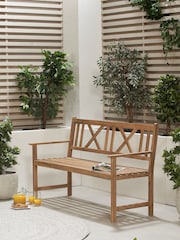 Pacific Natural Garden Cambridge Antique 3 Seater Acacia Wood Bench - Image 1 of 3