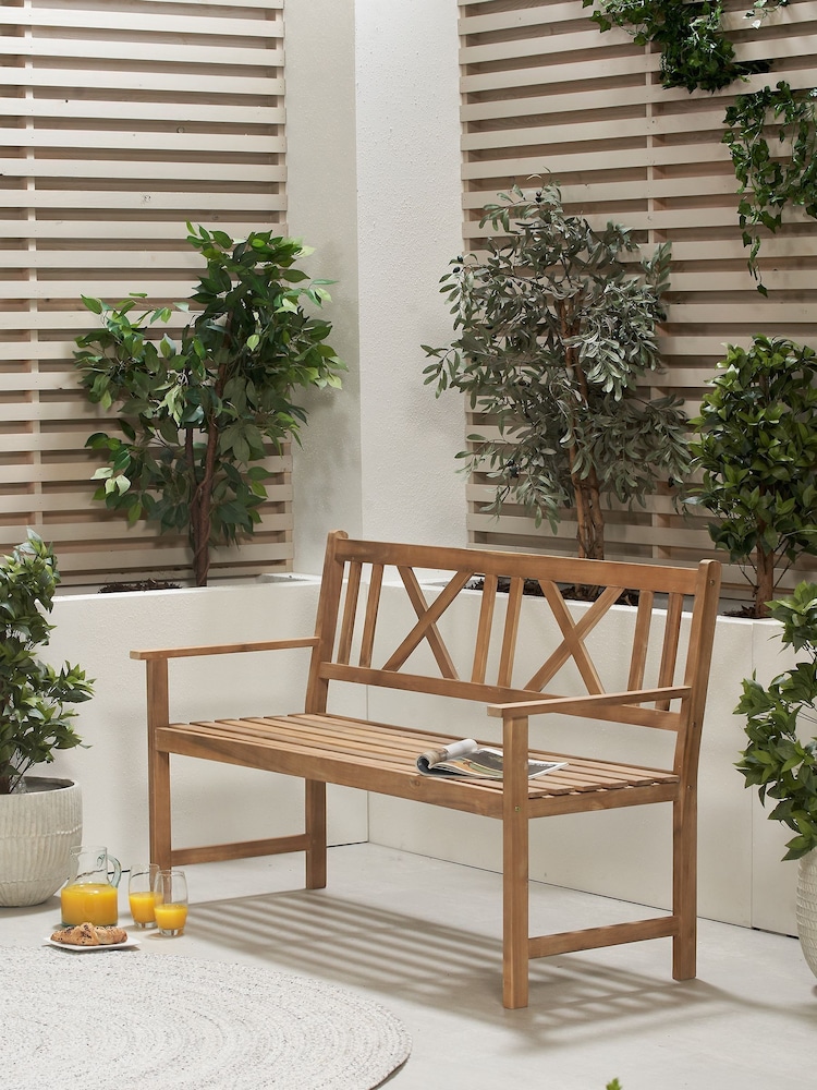 Pacific Natural Garden Cambridge Antique 3 Seater Acacia Wood Bench - Image 1 of 3