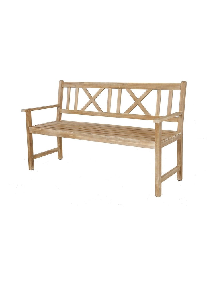 Pacific Natural Garden Cambridge Antique 3 Seater Acacia Wood Bench - Image 2 of 3
