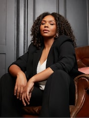 Live Unlimited Black Curve Woven Crepe Blazer - Image 1 of 4