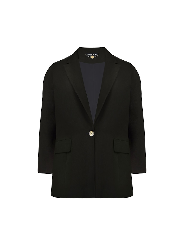 Live Unlimited Black Curve Woven Crepe Blazer - Image 4 of 4
