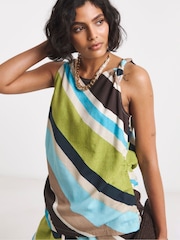 Simply Be Brown Twisted One Shoulder Linen Top - Image 1 of 4