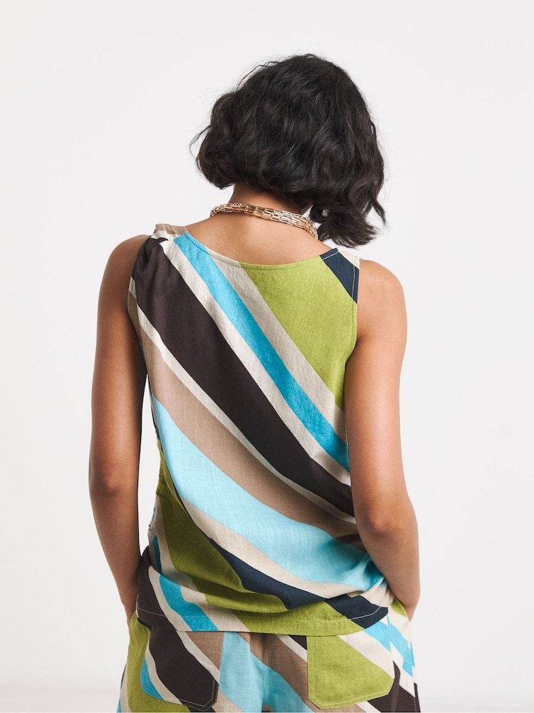 Simply Be Brown Twisted One Shoulder Linen Top - Image 2 of 4
