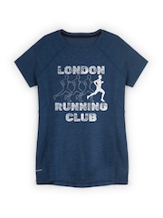 Personalised 'Running club' Navy Short Sleeve T-Shirt By Stitch Style. - Image 1 of 4