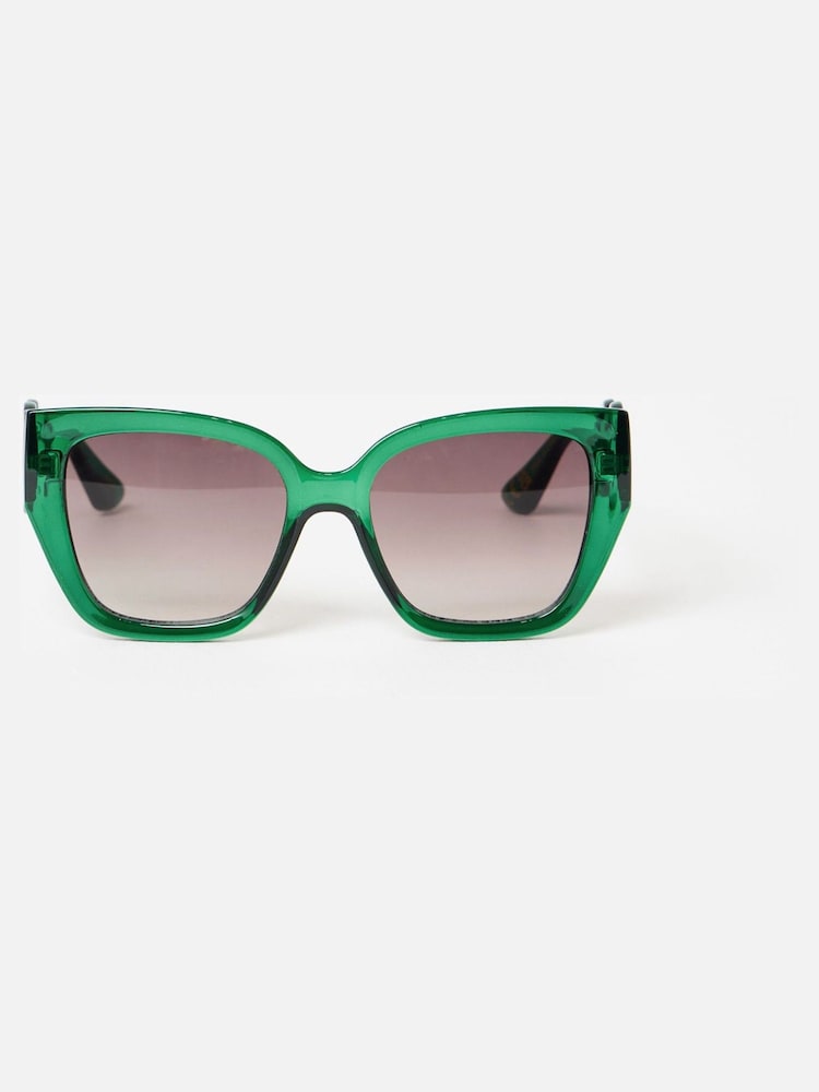 Oliver Bonas Green Green Angled Wavy Arm Square Sunglasses - Image 1 of 4 Oliver Bonas Green Green Angled Wavy Arm Square Sunglasses - Image 1 of 4