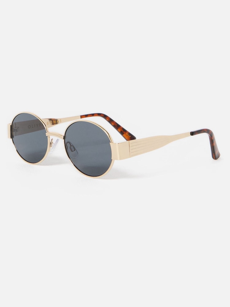 Oliver Bonas Gold Gold Tone Metal Oval Sunglasses - Image 2 of 5