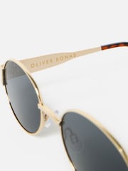 Oliver Bonas Gold Gold Tone Metal Oval Sunglasses - Image 3 of 5