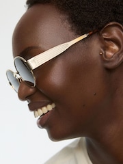Oliver Bonas Gold Gold Tone Metal Oval Sunglasses - Image 5 of 5