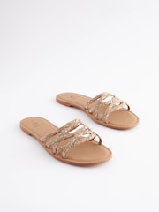 Nude Forever Comfort® Raffia Jewelled Mules - Image 1 of 5