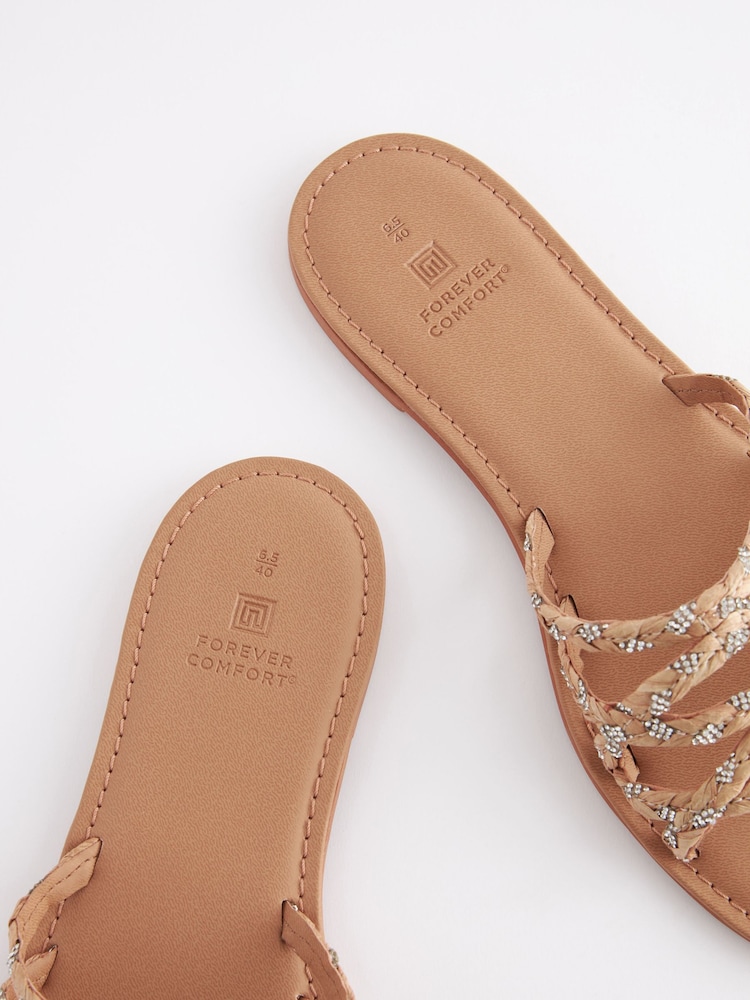 Nude Forever Comfort® Raffia Jewelled Mules - Image 5 of 5