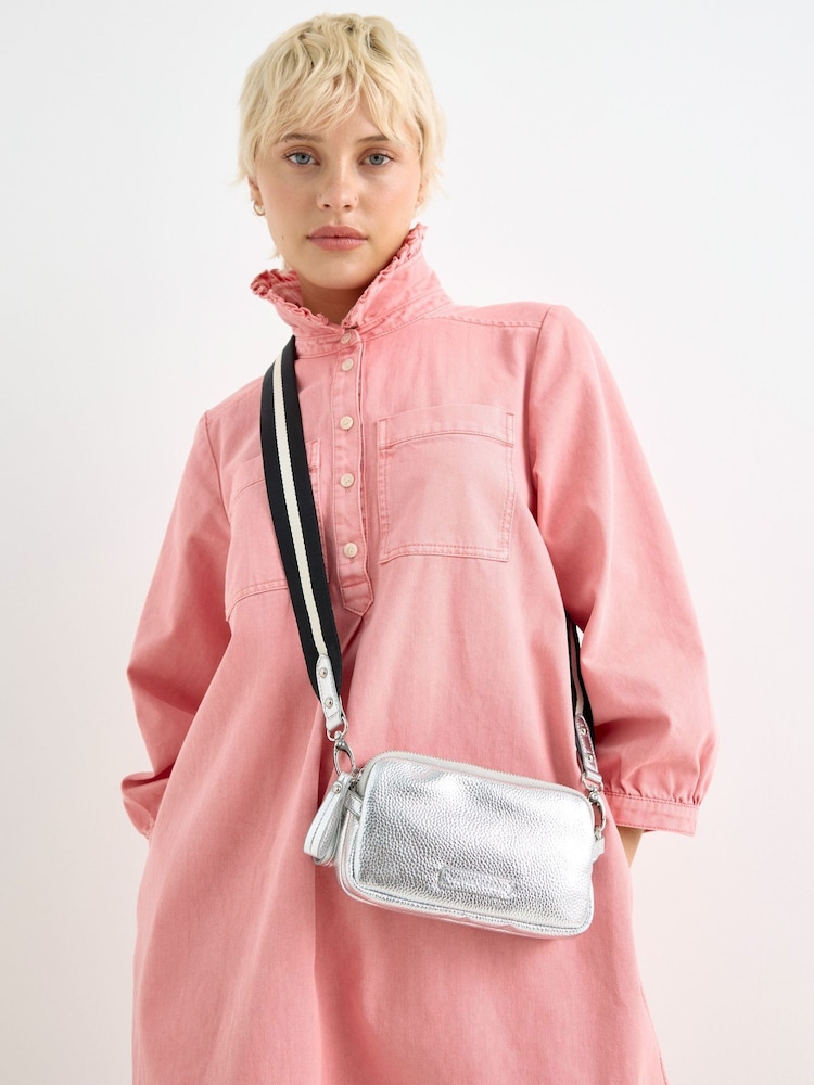 Oliver Bonas Silver Naha Silver Metallic Crossbody Bag - Image 1 of 7