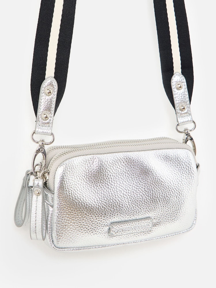 Oliver Bonas Silver Naha Silver Metallic Crossbody Bag - Image 2 of 7