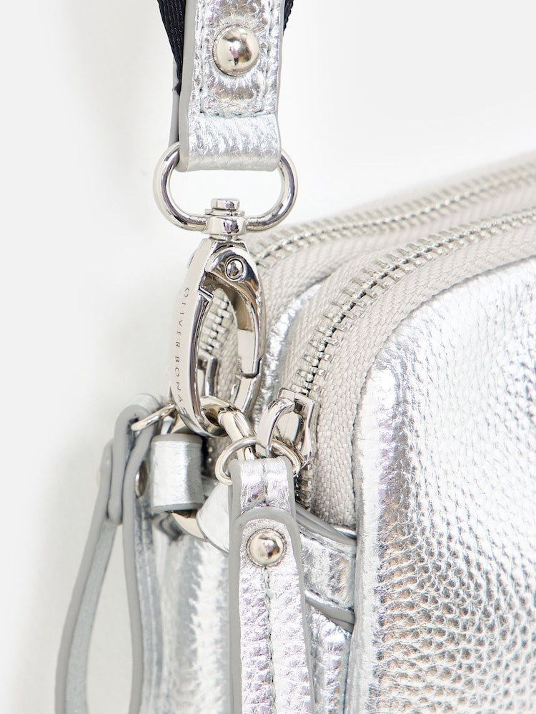 Oliver Bonas Silver Naha Silver Metallic Crossbody Bag - Image 7 of 7