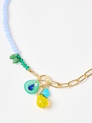 Oliver Bonas Blue Pia Pear Charm & Chain Pendant Necklace - Image 2 of 4