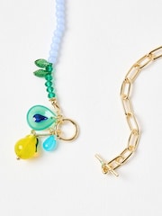 Oliver Bonas Blue Pia Pear Charm & Chain Pendant Necklace - Image 3 of 4