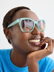 Oliver Bonas Blue Light Blue Square Sunglasses - Image 5 of 5