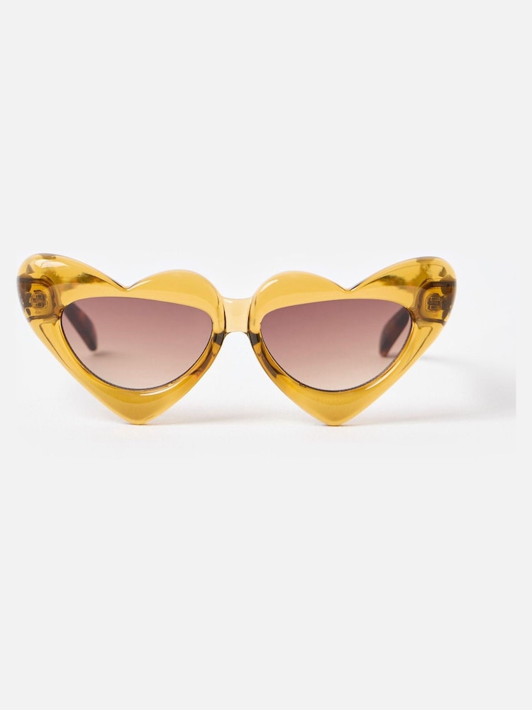 Oliver Bonas Yellow & Tort Heart Sunglasses - Image 1 of 5 Oliver Bonas Yellow & Tort Heart Sunglasses - Image 1 of 5
