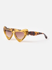 Oliver Bonas Yellow & Tort Heart Sunglasses - Image 2 of 5