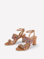 Boden Brown Embellished Block Heel Sandals - Image 3 of 5