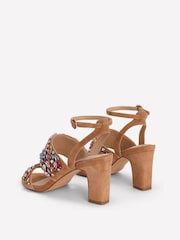 Boden Brown Embellished Block Heel Sandals - Image 4 of 5