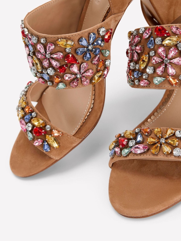 Boden Brown Embellished Block Heel Sandals - Image 5 of 5
