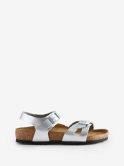 Birkenstock Metallic Kids Birko Flor Metallic Rio Sandals - Image 2 of 5