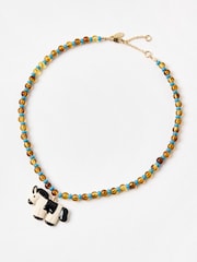 Oliver Bonas Brown Dasha Donkey Beaded Pendant Necklace - Image 1 of 5